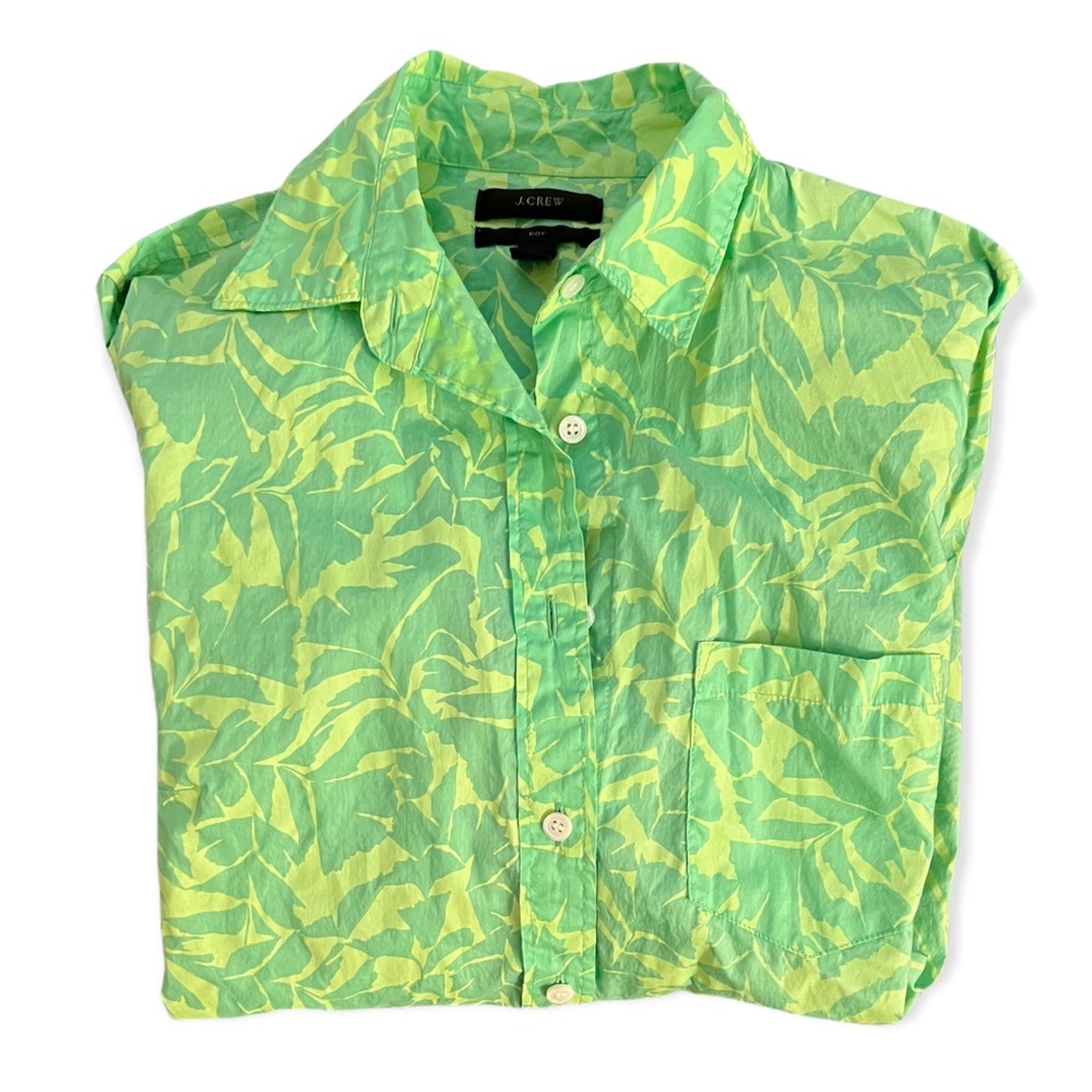 Jcrew green button down shirt